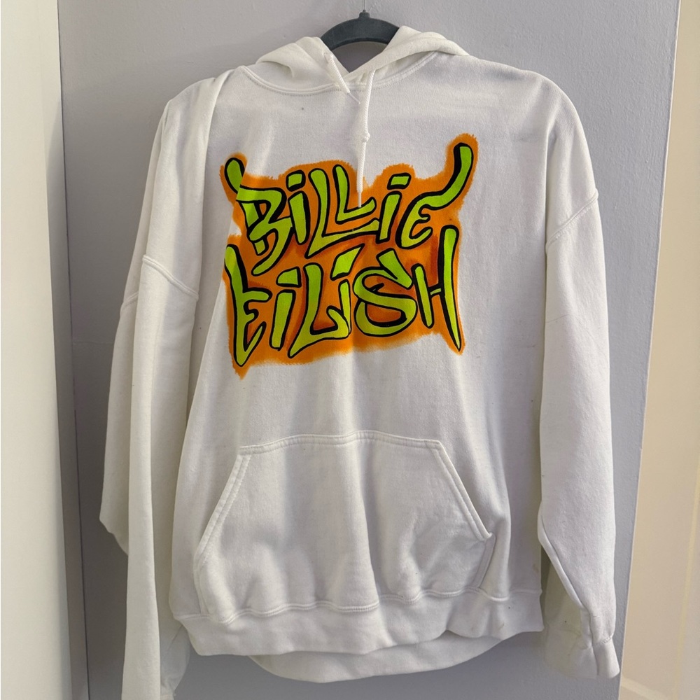 White Hoodie with Billie Eilish Graphic